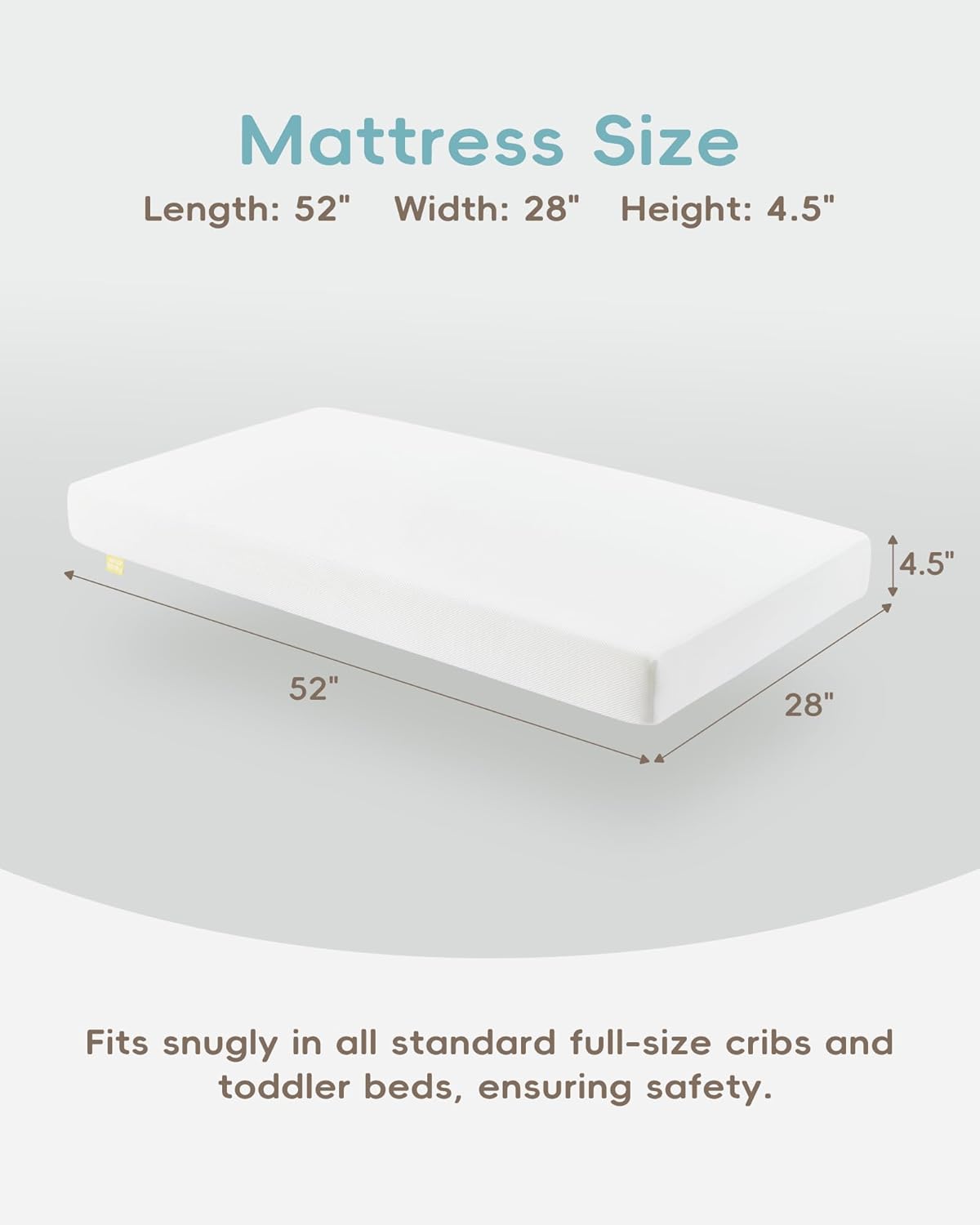 Crib Mattress, JPMA Certified Baby Mattress, Breathable Surface, CertiPUR-US and Oeko-TEX Approved