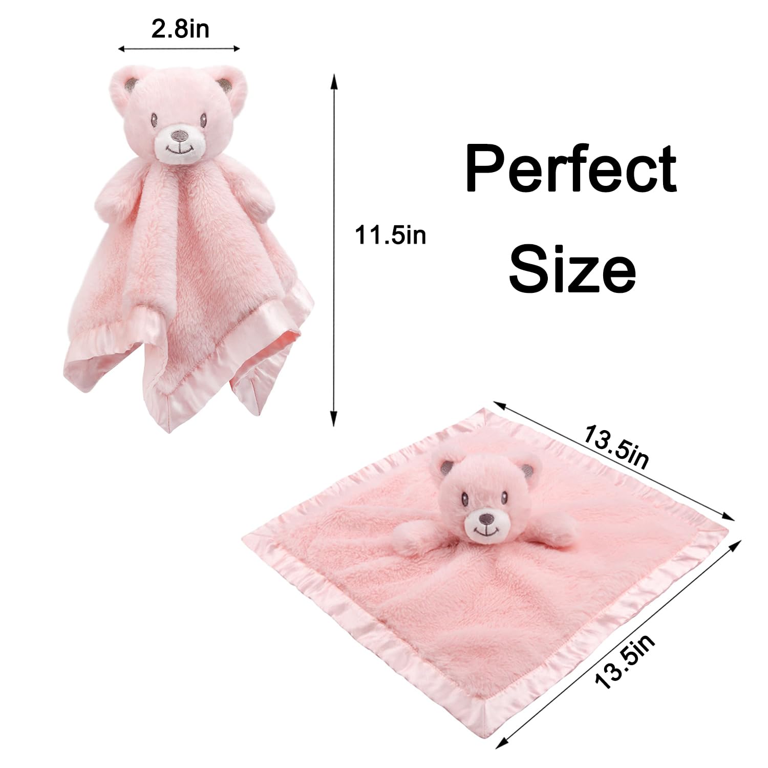 Baby Bear Security Blanket Soft Minky Baby Lovey Animal Plush Blanket Unisex Lovie Gift for