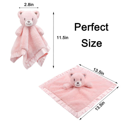 Baby Bear Security Blanket Soft Minky Baby Lovey Animal Plush Blanket Unisex Lovie Gift for