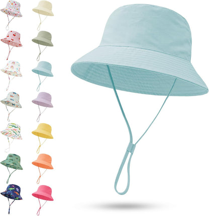 Baby Sun Hat 0-6 Years Toddler Boys Girls Adjustable Bucket Hats Kids Bucket Hats UPF 50+ Wide Brim