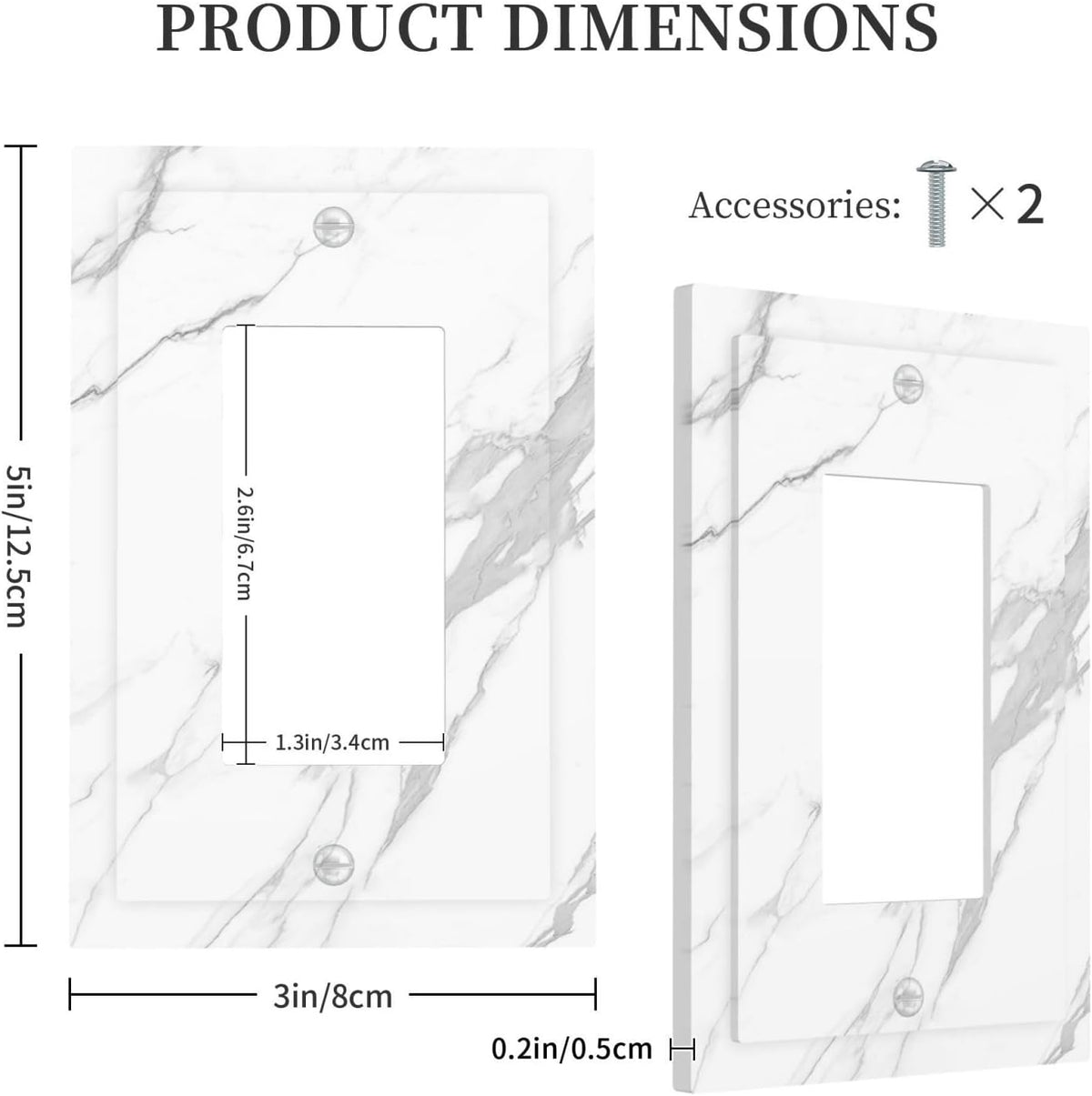 Decorative Outlet Covers Modern White Gray Marble 1 Gang Single Rocker Light Switch Cover Plate