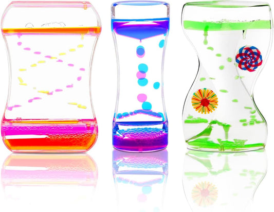 Coitak Liquid Motion Bubbler Timer for Sensory Play, Fidget Toy, Desk Top, 3 Pack, Assorted Colors