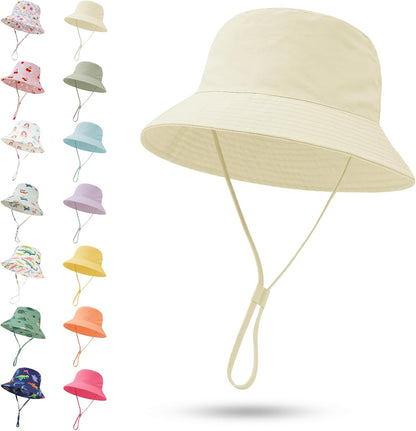 Baby Sun Hat 0-6 Years Toddler Boys Girls Adjustable Bucket Hats Kids Bucket Hats UPF 50+ Wide Brim