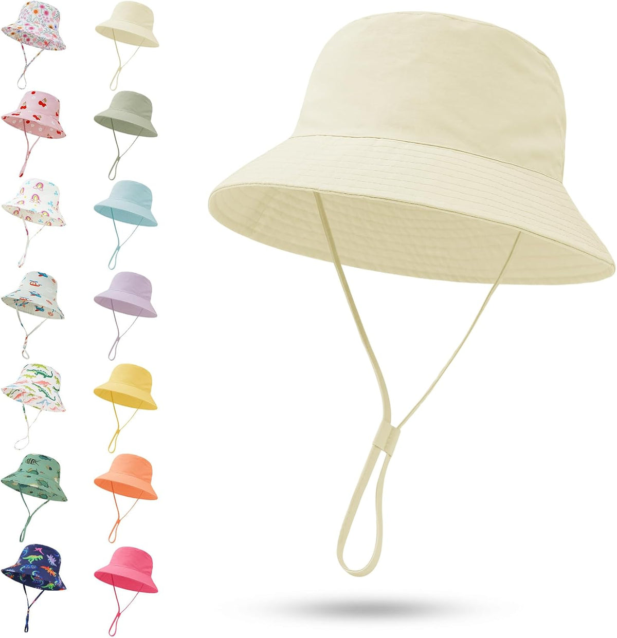 Baby Sun Hat 0-6 Years Toddler Boys Girls Adjustable Bucket Hats Kids Bucket Hats UPF 50+ Wide Brim