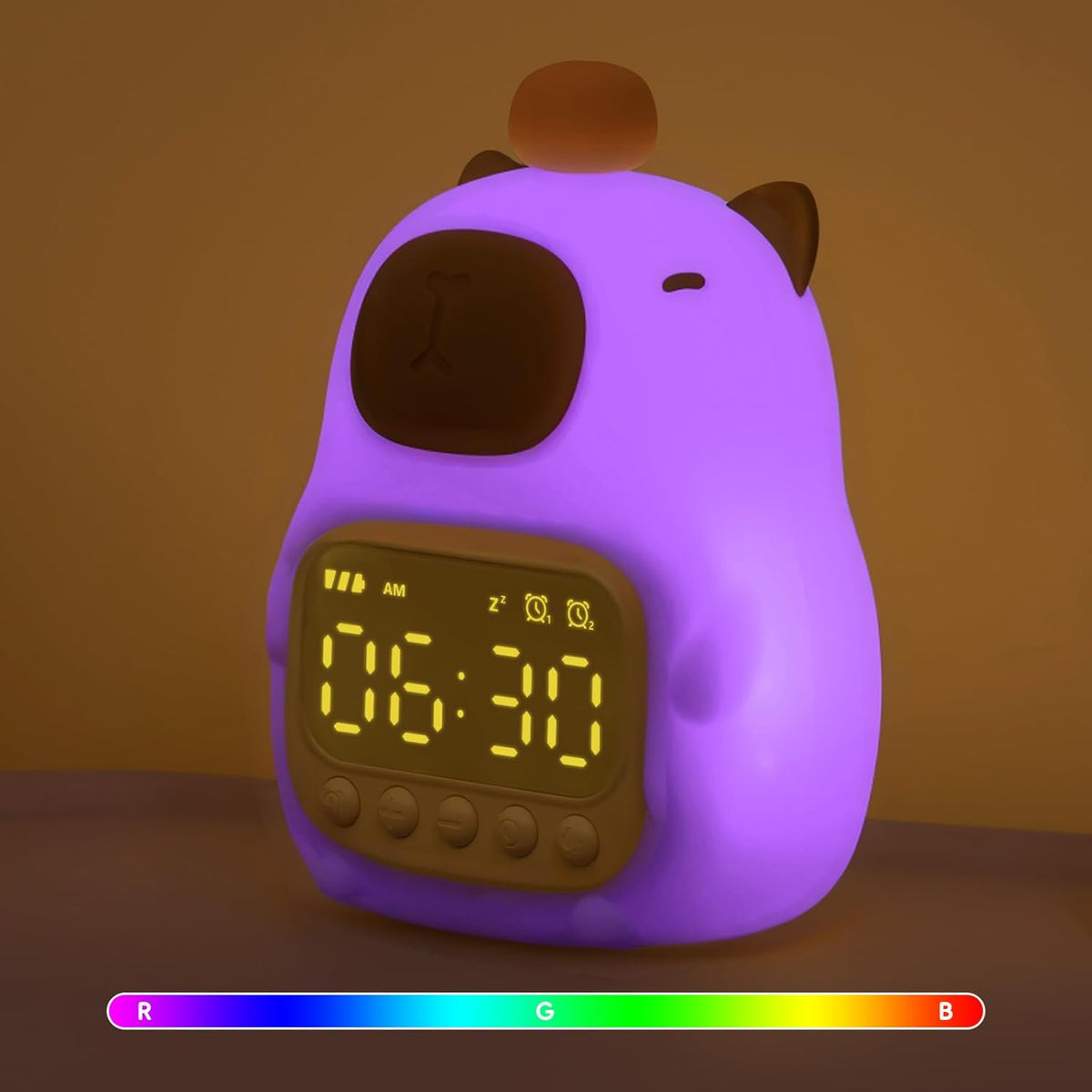 Capybara Alarm Clock with Night Light for Kids, Cute Toddler Alarm Clocks for Bedrooms Ok to Wake