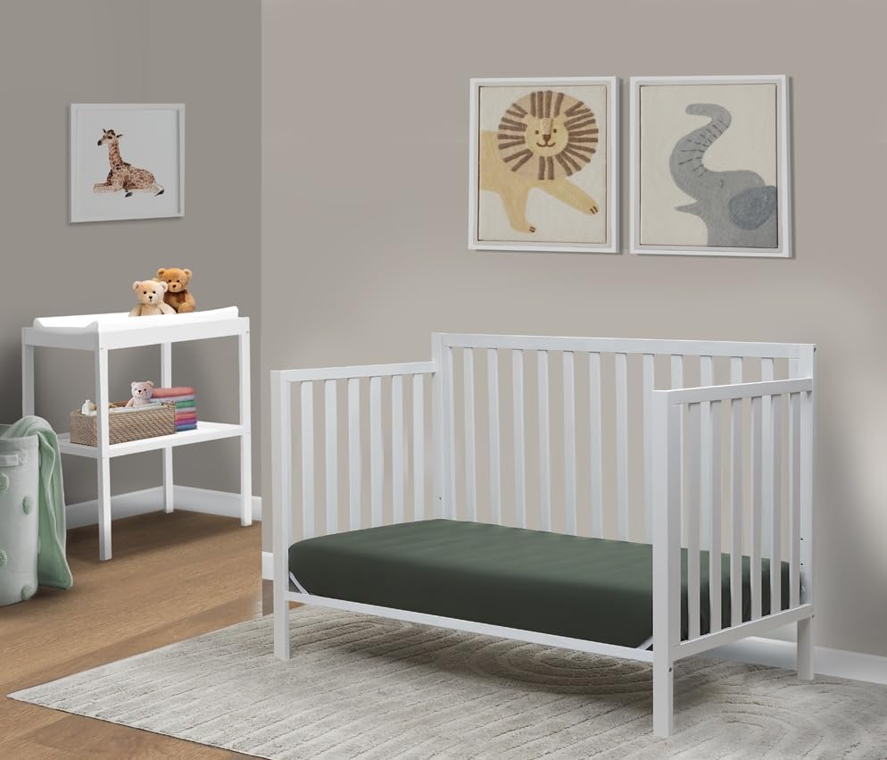 Sorelle Essex Euro 4-in-1 Convertible Crib & Changer – Nursery Furniture Set, Wooden Baby Crib with