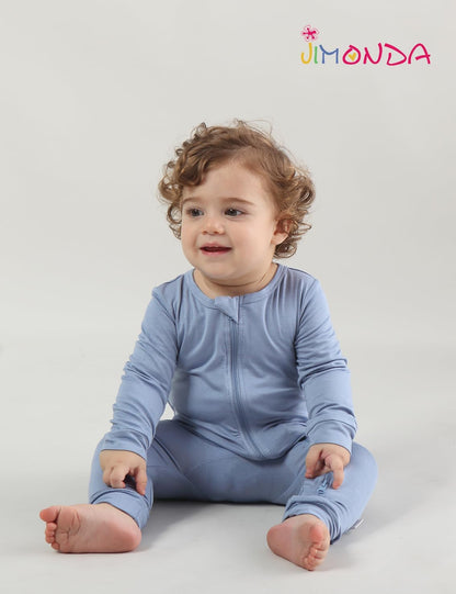 Jimonda Baby Romper Boys Girls Bamboo Pajamas 2-Way Zipper Footless Unisex Long Sleeve Sleepers