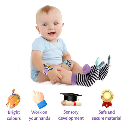 Wrist Rattles for Babies Rattle Socks Wrist Strap Rattles Set Cartoon Socks Cute Animal Baby