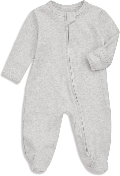 Aablexema Baby Footie Pajama with Mitten Cuffs, Double Zipper Infant Cotton clothes Sleeper Pjs