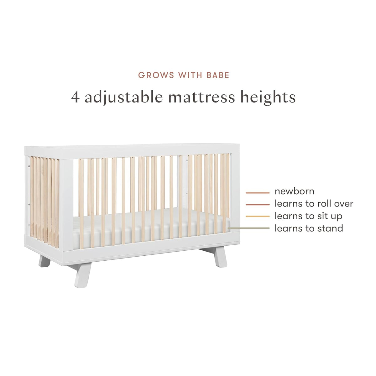 Babyletto Hudson 3-in-1 Convertible Baby Crib with Wooden Toddler Bed & Daybed Conversion - Easy to