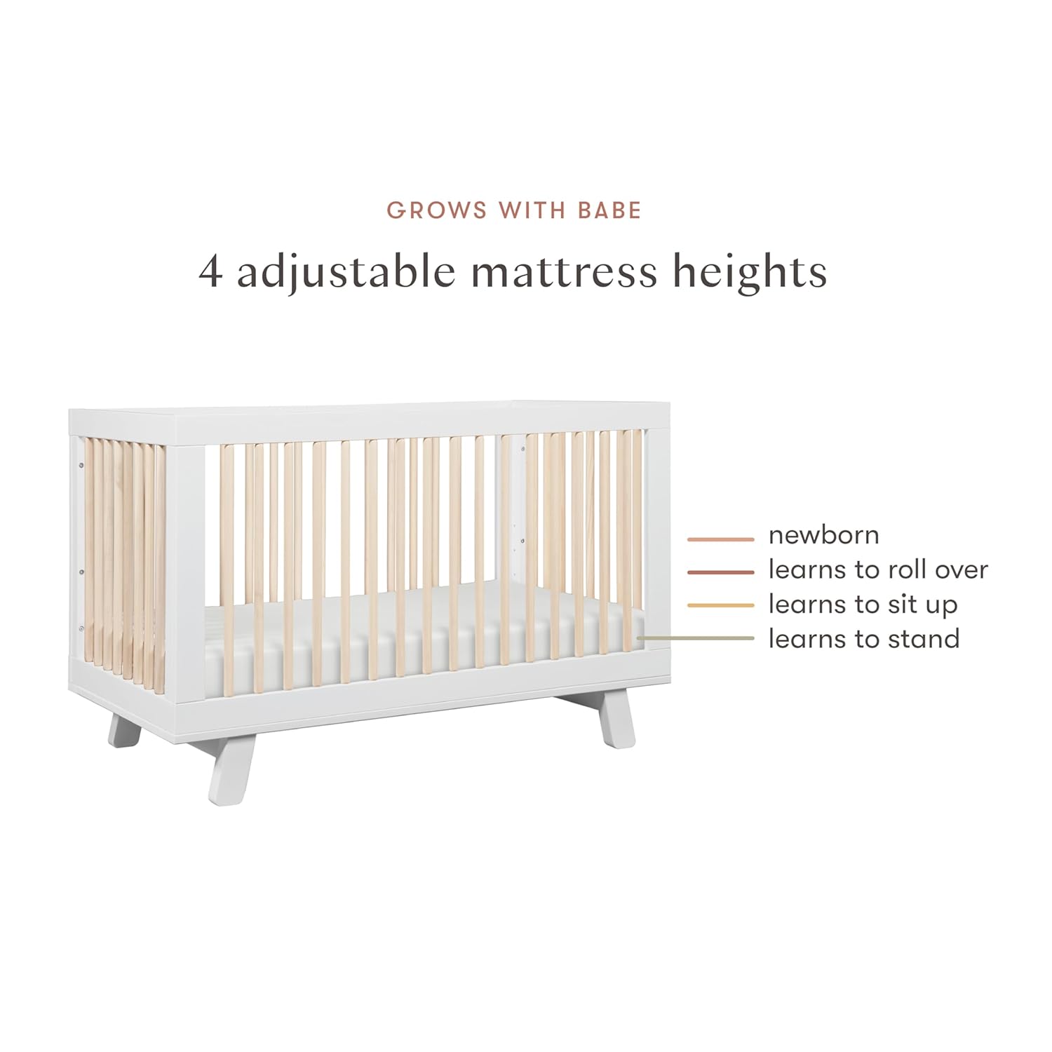 Babyletto Hudson 3-in-1 Convertible Baby Crib with Wooden Toddler Bed & Daybed Conversion - Easy to