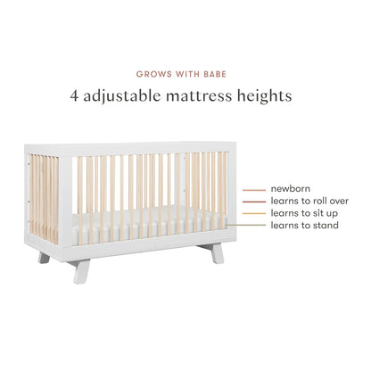 Babyletto Hudson 3-in-1 Convertible Baby Crib with Wooden Toddler Bed & Daybed Conversion - Easy to