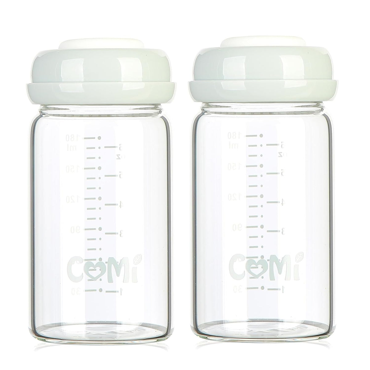 COMI Wide Neck Glass Breastmilk Collection n Storage Bottle, 6oz with Screw Ring Sealing Disk;