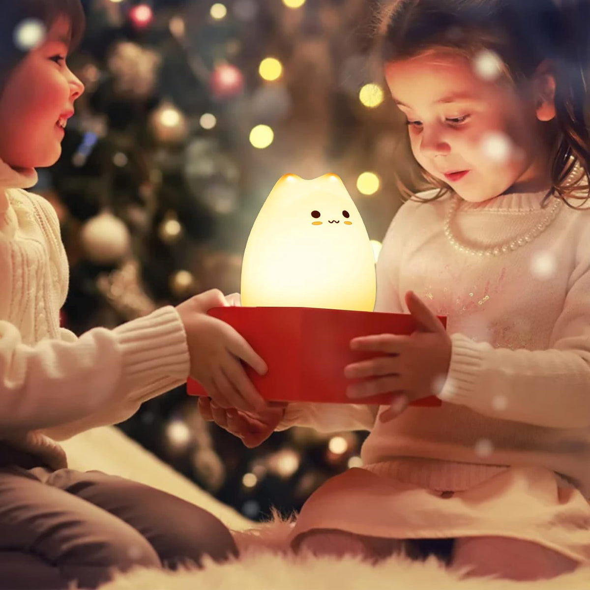 ZKLiLi Cat Night Light for Kids,Cute Night Lamp for Nursery,Squishy Silicone Cat Touch Lights