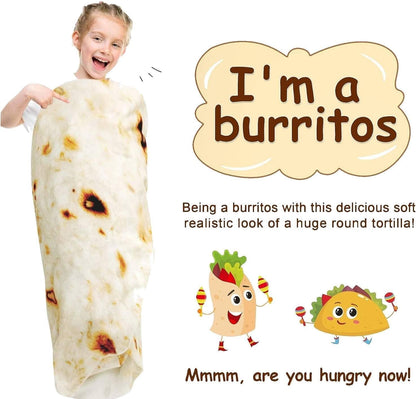 Burrito Tortilla Blanket White Elephant Gifts for Kids Stuff Useful Adults Teenagers Taco Throw