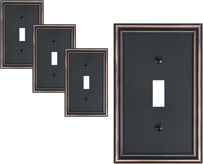 4-Pack Single Toggle Light Switch Cover Plate, Durable Solid Zinc Alloy Decorative Switch Plate