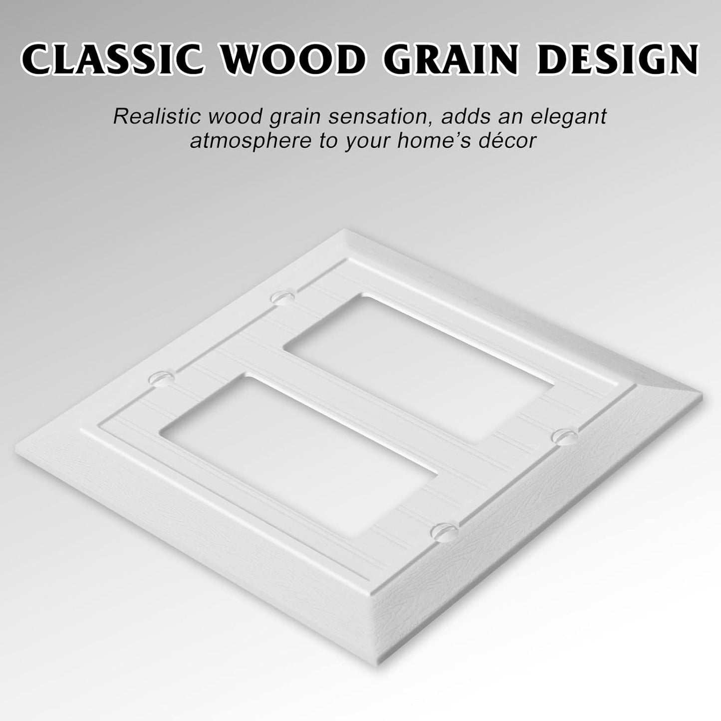 Modern Decorative Wall Plate Switch Plate Outlet Cover, Vintage Retro Wood Grain Design (Double