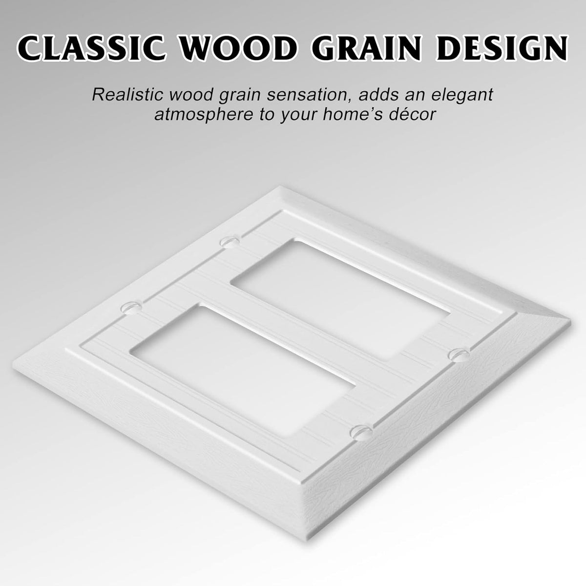 Modern Decorative Wall Plate Switch Plate Outlet Cover, Vintage Retro Wood Grain Design (Double
