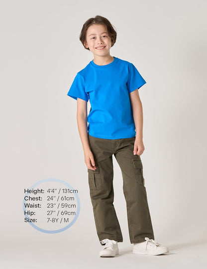 LAPASA Kids T-Shirts Short Sleeve (4 Pack) 100% Cotton Plain Top Tees Boy & Girl Unisex Toddler