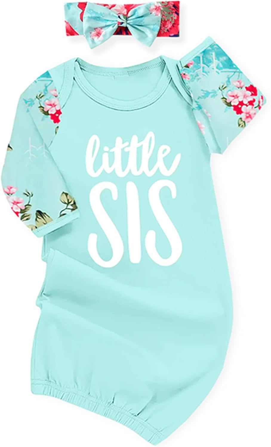 AMAWMW Newborn Baby Girl Little Sister Sleeper Gown Stripe Long Sleeve Nightgown Pajamas Gifts