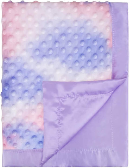Silky Satin Baby Blanket for Girls Unique Tie Dye Minky Fabric with Soft Luxury Silk Silky Backing