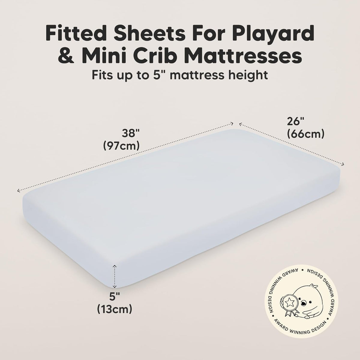 2-Pack Mini Crib Sheets Fitted - 38x26 Pack N Play Sheets for Pack and Play Mattress, Organic