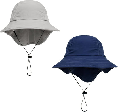CHUNG Baby Sun Protection Hat Summer Toddler Adjustable UPF 50+ Wide Brim Neck Flap Beach Caps Boys