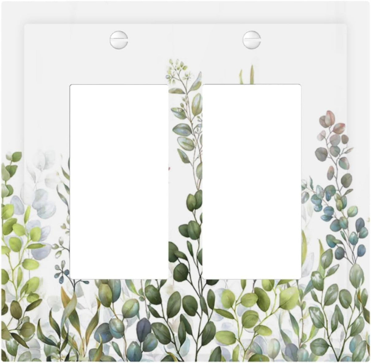 Green Eucalyptus Leaf Plant Herbs Springnature Decorative Outlet Covers 2 Gang Double GFCI Rocker