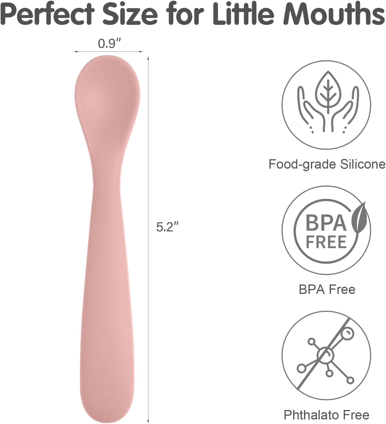 6 Pack Silicone Baby Spoons, Baby Spoons Self Feeding 6 Months+, BPA Free, Soft Tip Baby Utensils