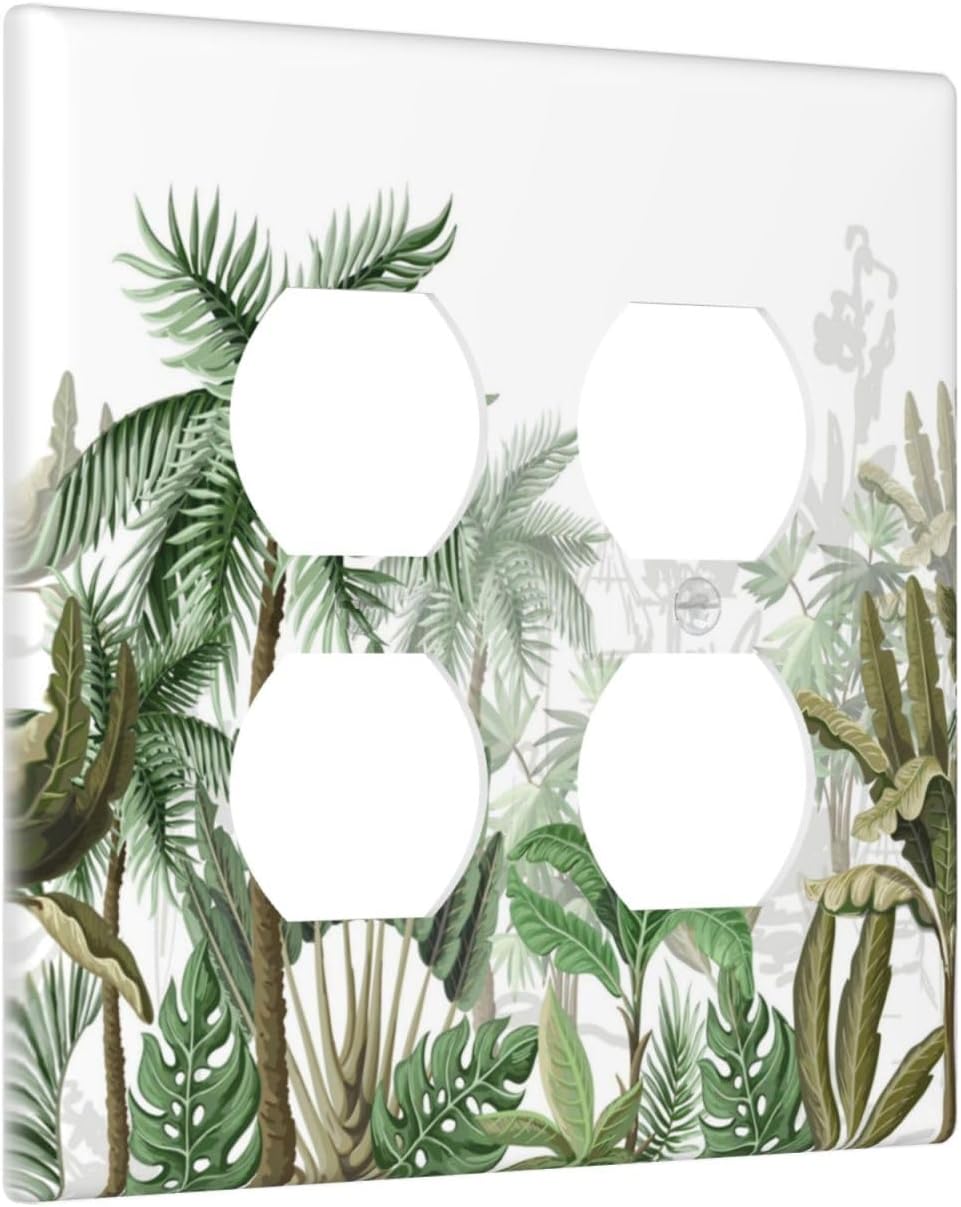 Palm Tree Banana Leaf Green Rainforest Natural Landscape Outlet Covers 2 Gang Double Duplex