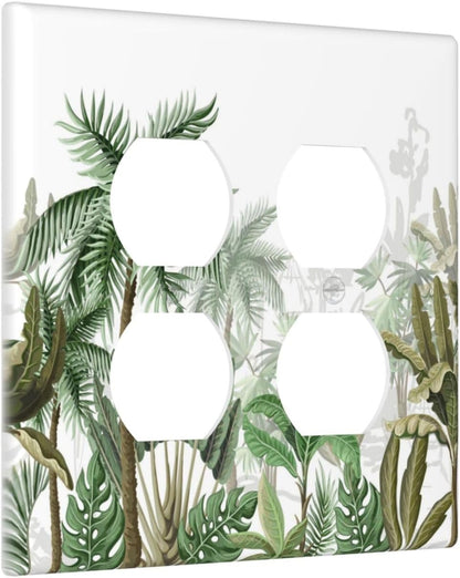 Palm Tree Banana Leaf Green Rainforest Natural Landscape Outlet Covers 2 Gang Double Duplex