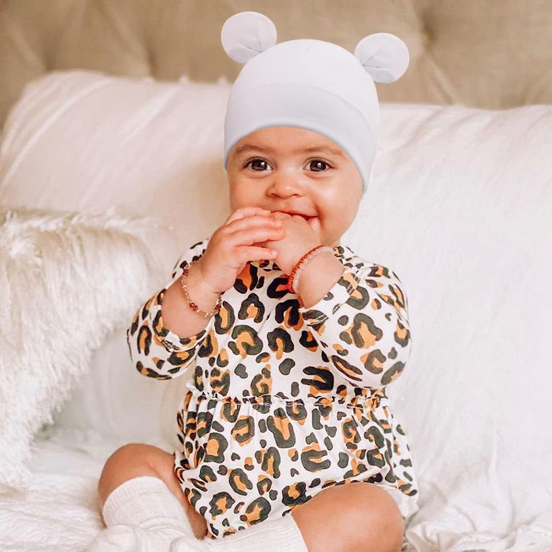 DRESHOW BQUBO 4 Pieces Baby Beanie Newborn Toddler Soft Cute Knit Hat Hospital Hats for Baby Boys