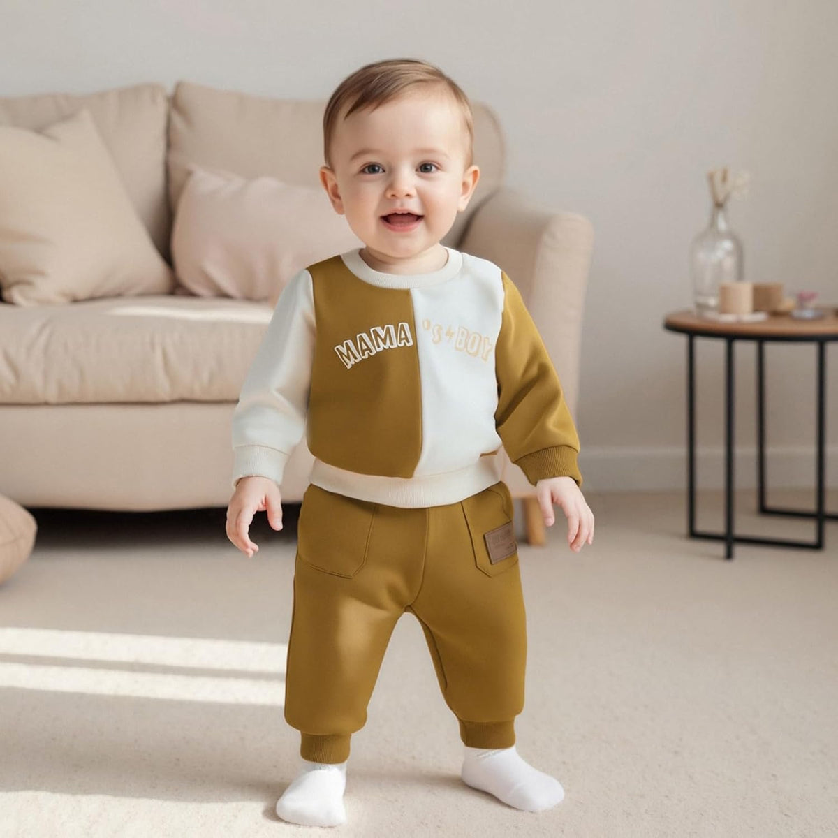 Kupretty Toddler Baby Boy Fall Winter Clothes Color Block Long Sleeve Sweatshirt Pullover Tops +