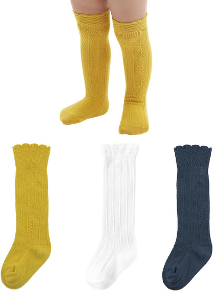 Zando Baby Knee High Socks - Infant to Toddler, Cotton Ruffle Socks, Warm Girls & Boys Long
