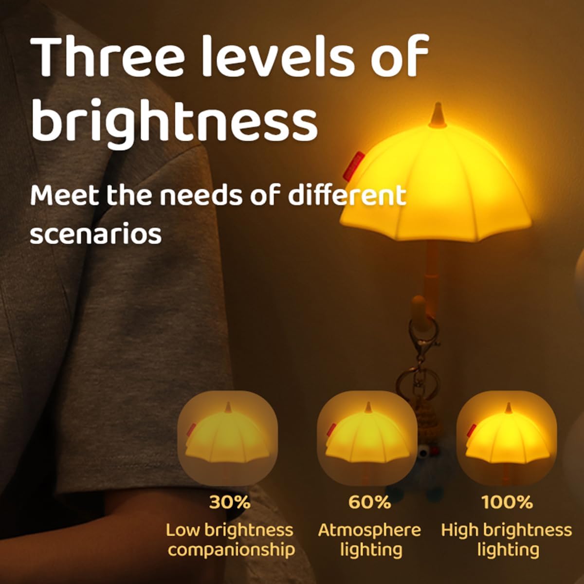 Umbrella Night Light for Kids,Light-Up Magnetic Fridge Lamp, Rechargeable Silicone Lamp for Baby