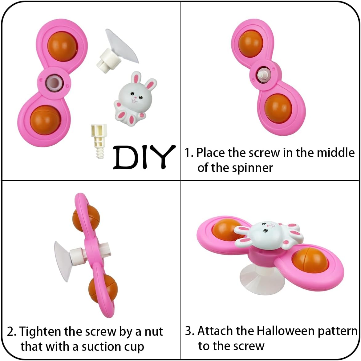 Jofan 3 Pack Easter Suction Cup Spinner Toys for Baby Toddlers Kids Easter Basket Stuffers Gifts