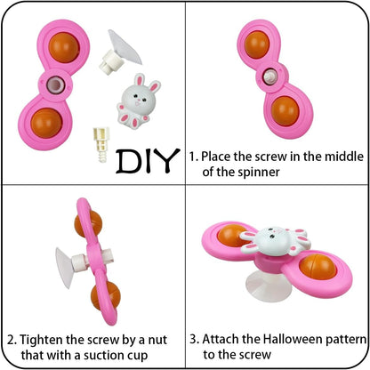 Jofan 3 Pack Easter Suction Cup Spinner Toys for Baby Toddlers Kids Easter Basket Stuffers Gifts