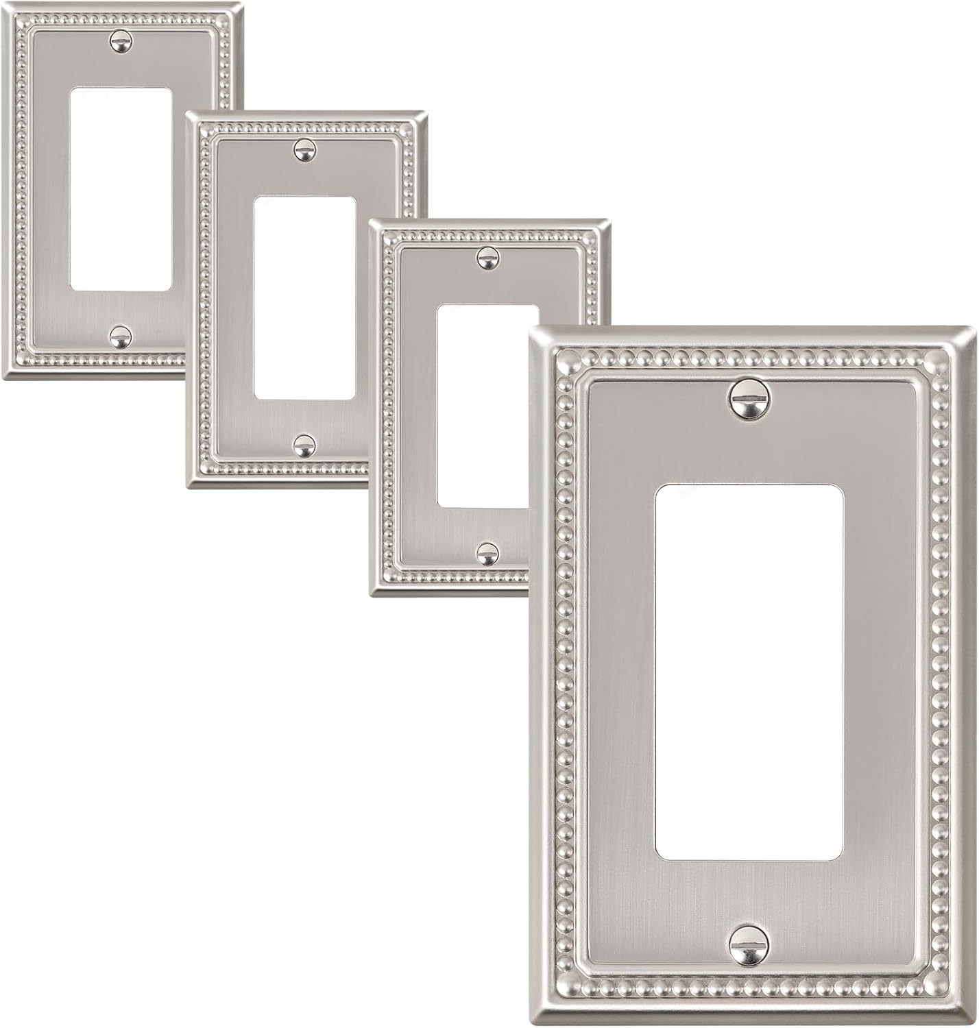 4-Pack Decorator Outlet Cover Plate, Decorative Switch Plates and Outlet Covers, Brushed Nickel
