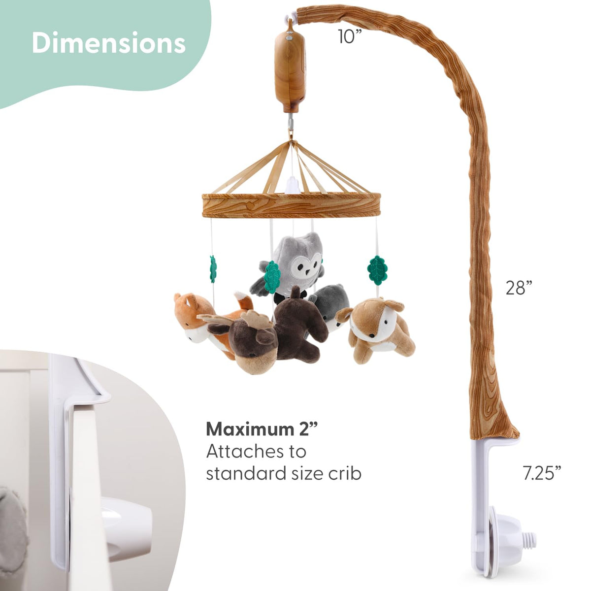 The Peanutshell Crib Mobile for Boys or Girls - Woodgrain Musical Baby Crib Mobile with 12