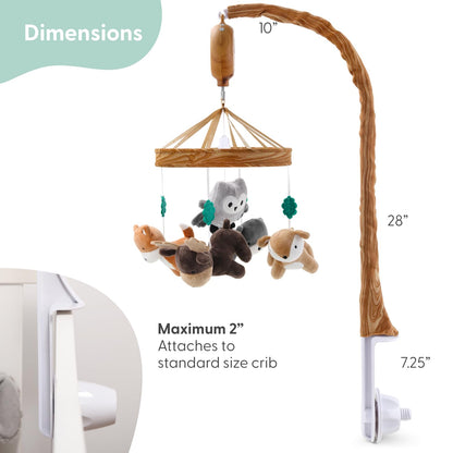 The Peanutshell Crib Mobile for Boys or Girls - Woodgrain Musical Baby Crib Mobile with 12