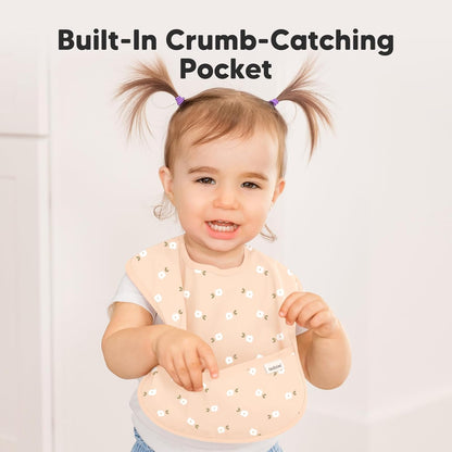 3-Pack Waterproof Baby Bibs for Eating - Lightweight Toddler Feeding Bibs with Large Food Catcher