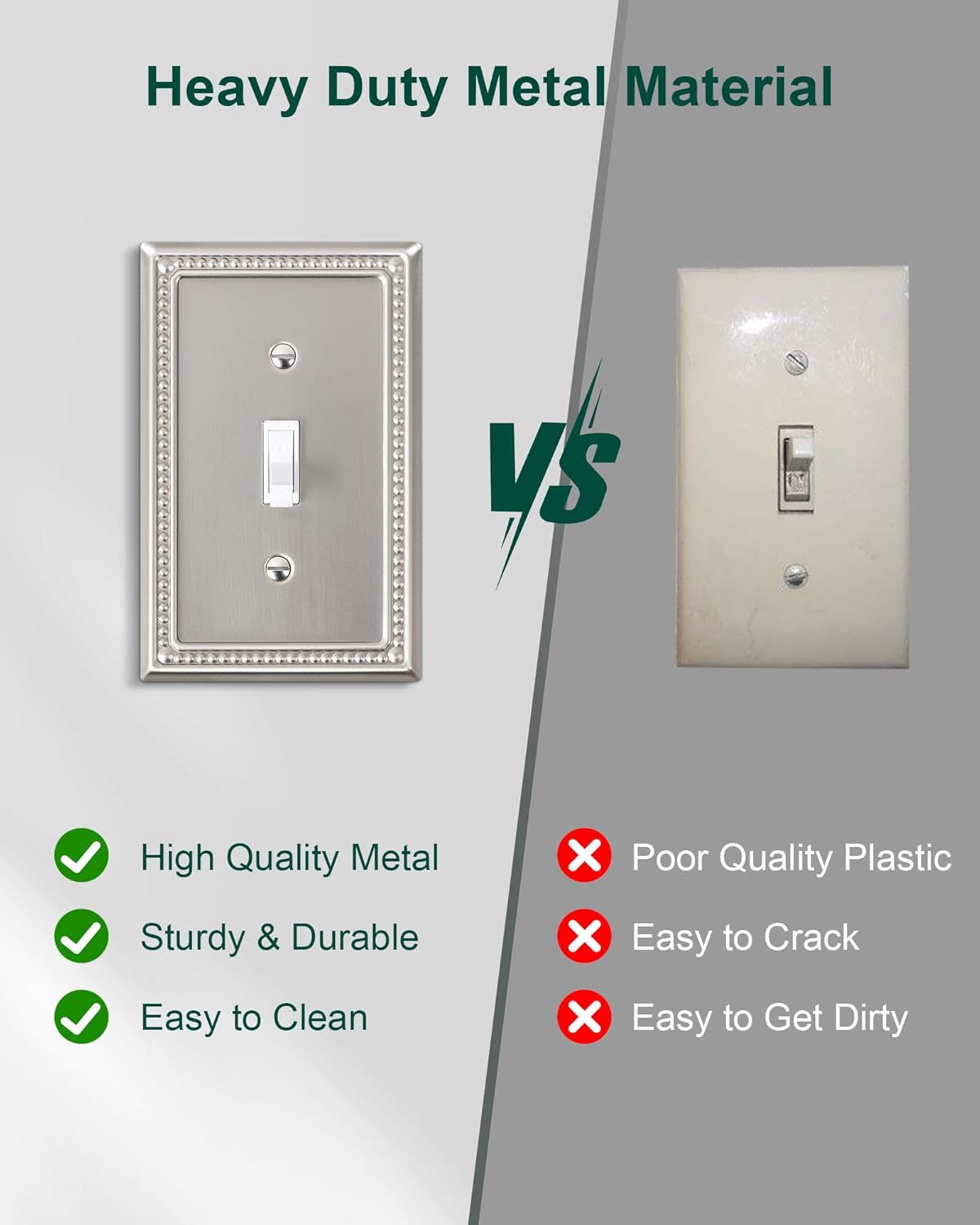 6-Pack Single Toggle Light Switch Cover Plate, Pearls Decorative Switch Plate Covers, Brushed