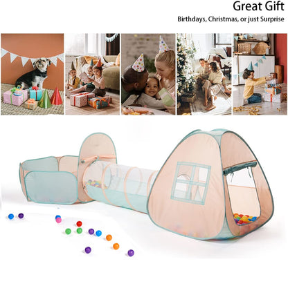 UTEX 3 in 1 Pop Up Play Tent with Ball Pit, Indoor/Outdoor Playhouse