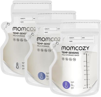 Momcozy Easy Pour Breastmilk Storage Bag, 8Oz, Temp-Sensing Color Change, 60 Count Milk Bag with