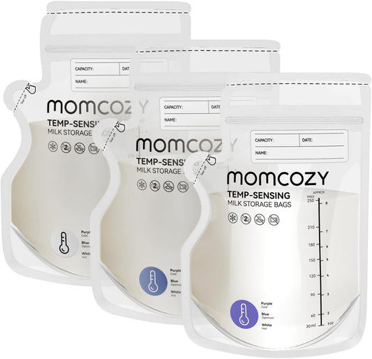 Momcozy Easy Pour Breastmilk Storage Bag, 8Oz, Temp-Sensing Color Change, 60 Count Milk Bag with