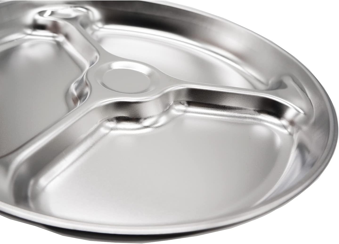Korean Stainless Steel Divided Round Plates, Little Kids Toddlers Babies Tray, BPA Free, Diet