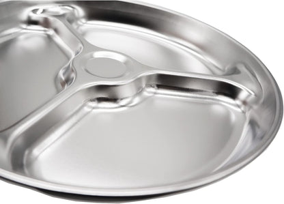 Korean Stainless Steel Divided Round Plates, Little Kids Toddlers Babies Tray, BPA Free, Diet