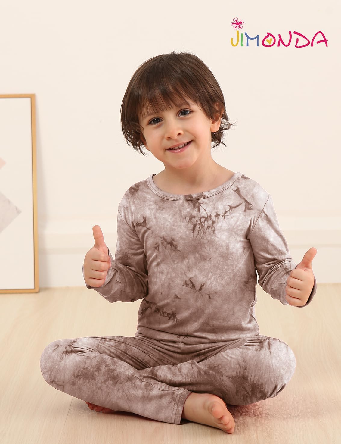 Jimonda Kids Soft Rayon From Bamboo Sleepwear Long Sleeve Boys Girls Pajama Outdoor 2-Piece