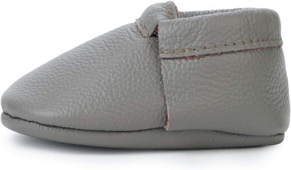BirdRock Baby Fringeless Moccasins - Genuine Leather Boys and Girls Shoes for Newborns, Infants