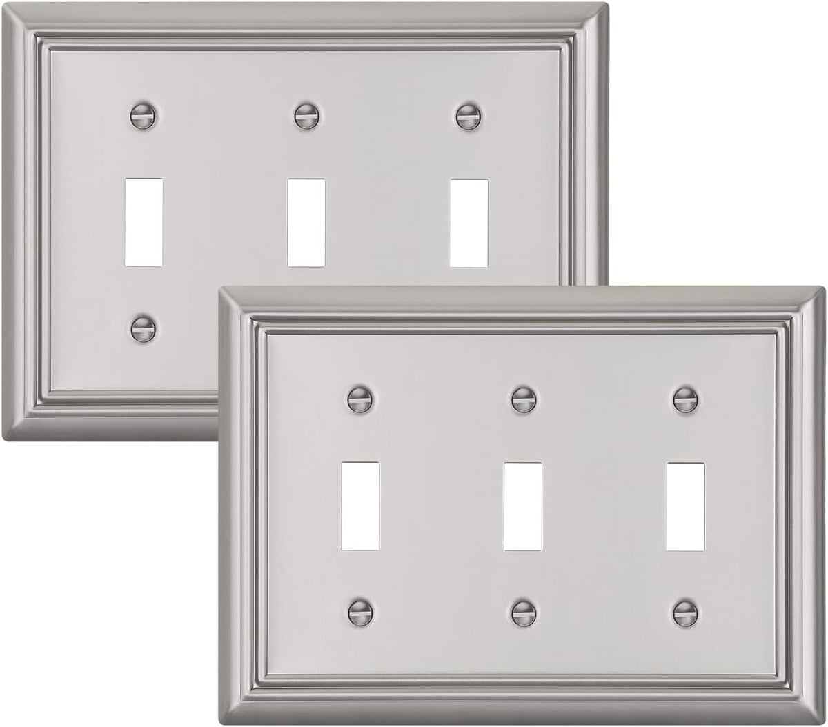 DEWENWILS Tripple Toggle Wallplates, Brushed Nickel Light Switch Covers, Heavy Duty Matel Material